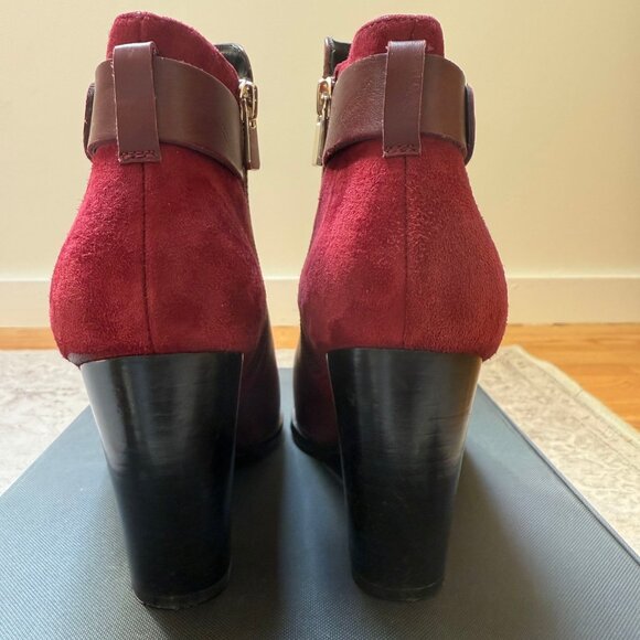& Other Stories Oxblood Suede + Leather Booties – 90s Style with Silver Accents - Picture 9 of 15